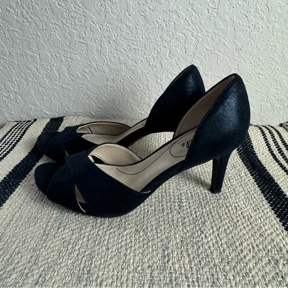 LifeStride Mykonos Peeptoe Heels in Shimmery Navy - Picture 3 of 8